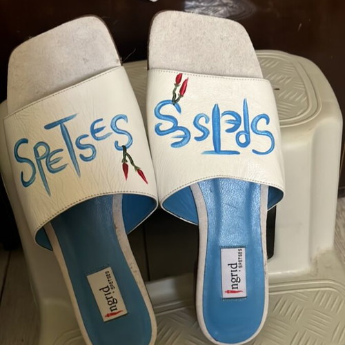 Slippers like new, size 38, white and blue