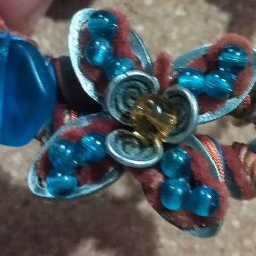 Bracelet with leather, silver and stones in excellent condition