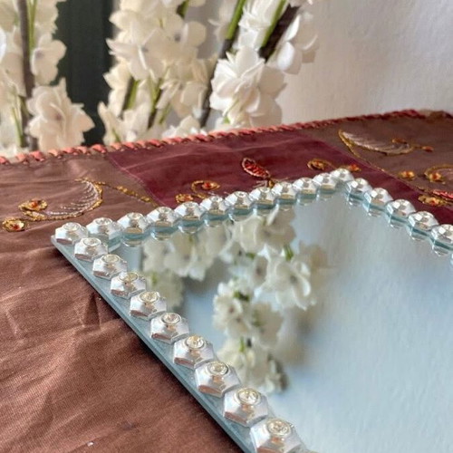 Decorative square mirror with rhinestones, like new