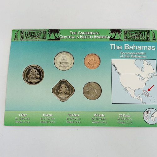 Bahamas Uncirculated Coin Set New, 5 Coins with Littleton Display Card