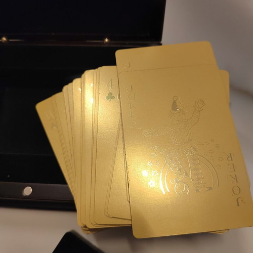 Collectible 24K Gold Playing Cards Casino Porto Carras used with Wooden Case