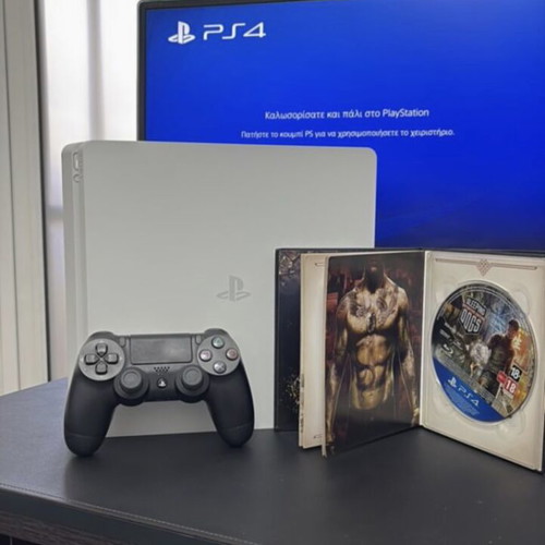 PlayStation 4 Slim 500GB λευκό μεταχειρισμένο με 1 παιχνίδι και χειριστήριο