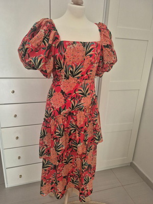 Farm Rio dress new with impressive sleeves and back, size XS