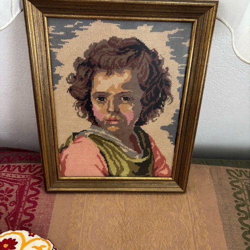 Handmade embroidered painting like new with frame