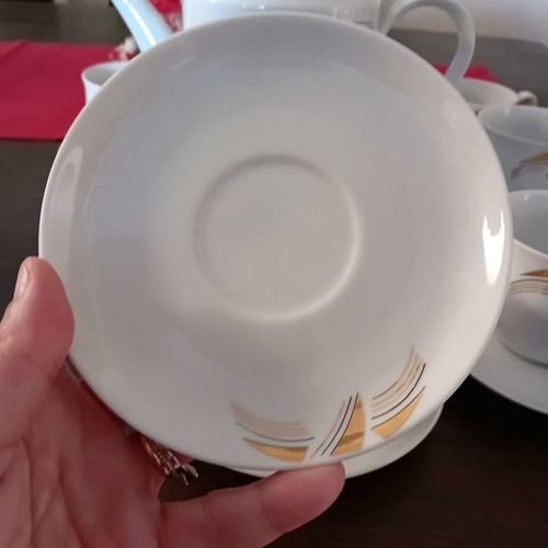 Bohemia porcelain tea set like new, white with gold leaf decoration