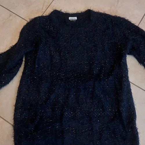 Blue fluffy sweater with rhinestones like new, size L