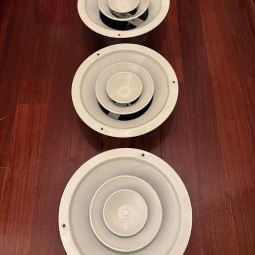 Metallic white round ventilation grilles set of 3, like new