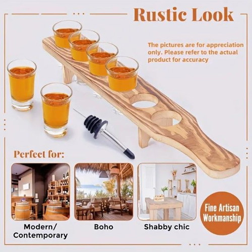 Wooden shot glass tray 6 positions new
