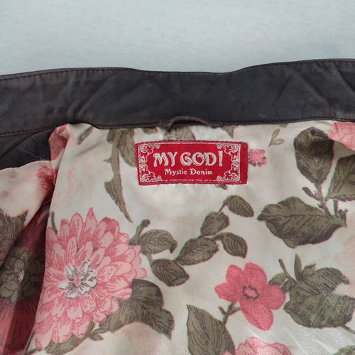My Godi women's leather jacket, military style, brown, vintage