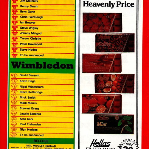 Forest vs Wimbleton 1985 Cup Match Programme new