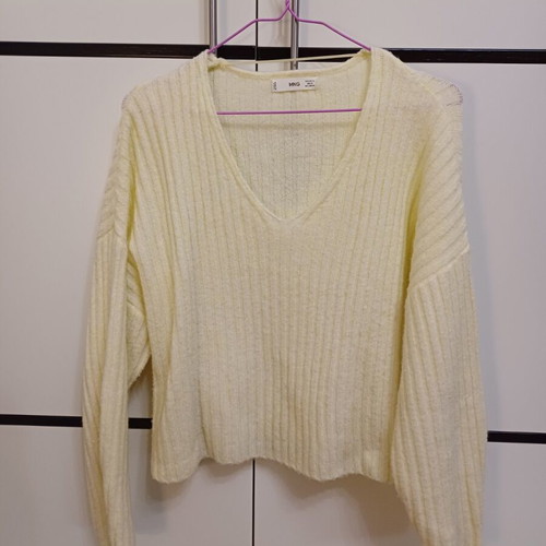 Mango women's V-neck blouse yellow like new