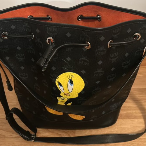 MCM collectible black crossbody bag like new with detachable pouch