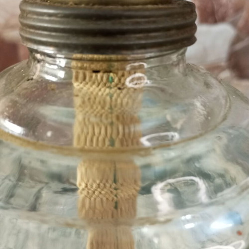 Vintage lamp set with handmade electric Ioannina lamp and glass oil lamp new