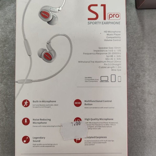 Remax S1 Pro Earphones new with jack cable