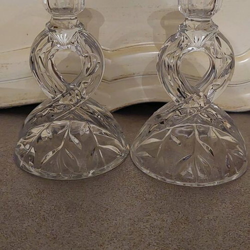 Crystal candlesticks like new, set of 2, 15 cm height