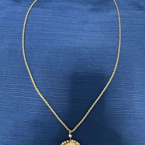 VG Styline gold-tone rosary-style necklace with double-sided round pendant
