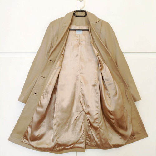 Oasis leather coat beige small like new
