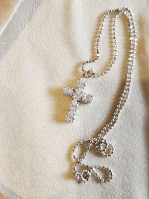 Silver cross and chain 925 used with handmade chain
