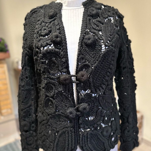 Cardigan knitted with Irish lace made to order, size medium large