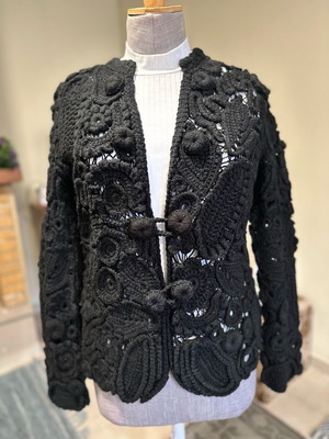 Cardigan knitted with Irish lace made to order, size medium large
