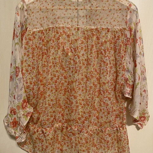 Zara transparent floral shirt size M like new, orange colorful