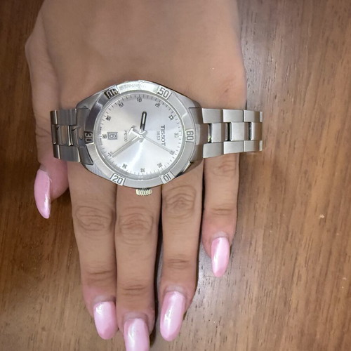 Tissot PR 100 Sport Chic 36mm women's watch like new, silver