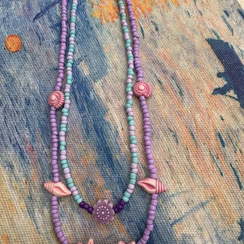 Summer necklace set with beads handmade, new