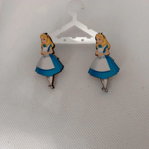 Alice blue wooden earrings with stainless steel clasp new