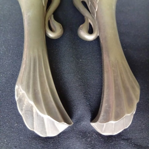 Metal vases swan-shaped set of 2, 17.5 cm, used