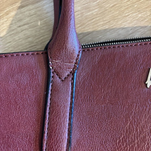 Kem tote handbag used, burgundy with detachable strap
