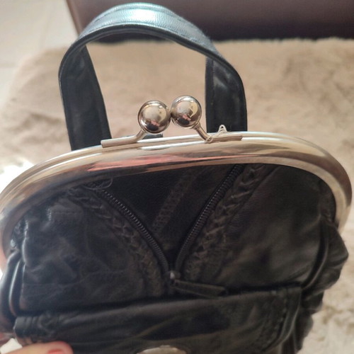 Vintage leather backpack bag new, black, 80-90s