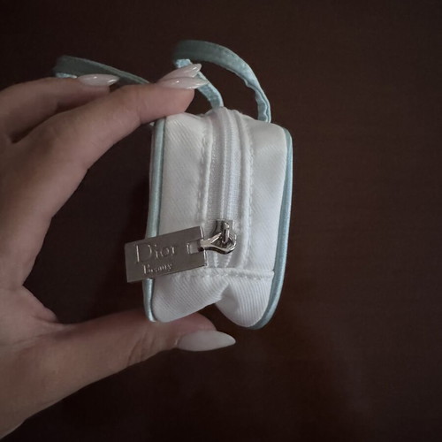 Dior Beauty white cosmetic bag with blue details new