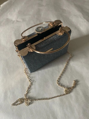 Women's Clutch Shoulder Bag Bag to Bag gray with gold details new