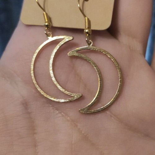 Earrings new with stainless steel hooks and brass moons