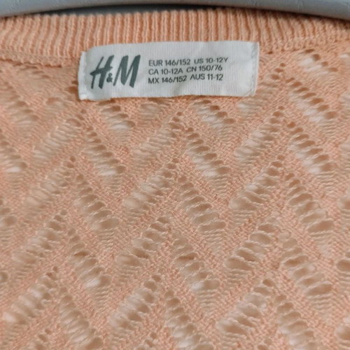 H&M girl's knitted bolero salmon pink boho style like new