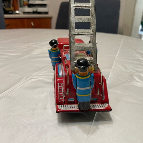 Fire truck old tin toy used Chinese made