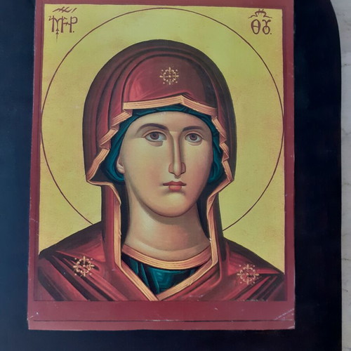 Wooden handmade religious icon new, decoupage technique