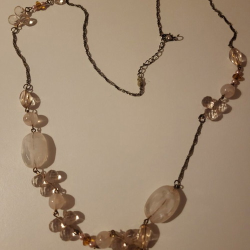 Necklaces used, set of 4 with colorful beads and gold leaf