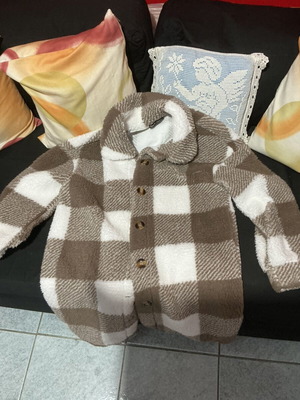 Shein checkered furry jacket, brown and white, size S (36)
