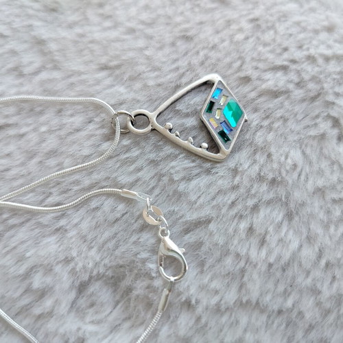 Sea Breeze mosaic necklace handmade with silver plating