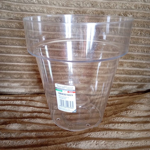 Teraplast transparent plastic orchid pot new 2 liters