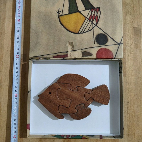 Wooden fish puzzle like new, handmade mahogany