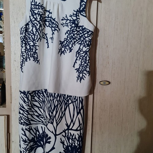 Φόρεμα Zara by Zeta Makripoulia σαν καινούργιο, άσπρο και μπλε, μέγεθος M