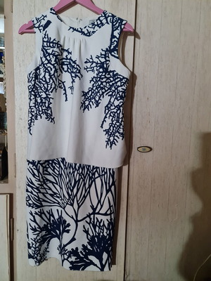 Φόρεμα Zara by Zeta Makripoulia σαν καινούργιο, άσπρο και μπλε, μέγεθος M