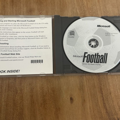 Microsoft Football PC game used, original Windows 95 CD-ROM