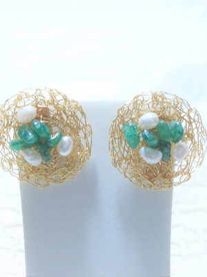 Handmade gold-plated 925 silver earrings with minerals and pearls new