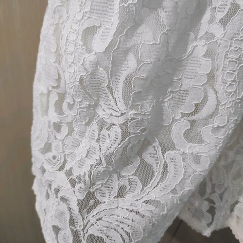 White lace short dress medium like new with belt bow
