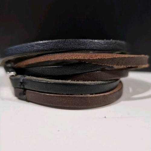 Men's leather bracelet new, two-tone brown and black