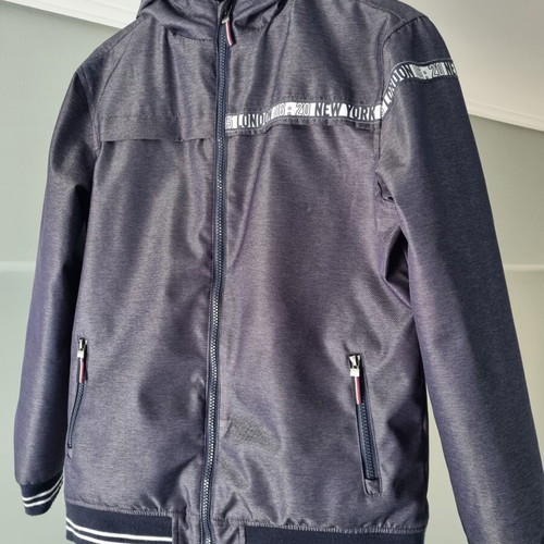 Orchestra bomber jacket with hood, denim look, size 164 cm