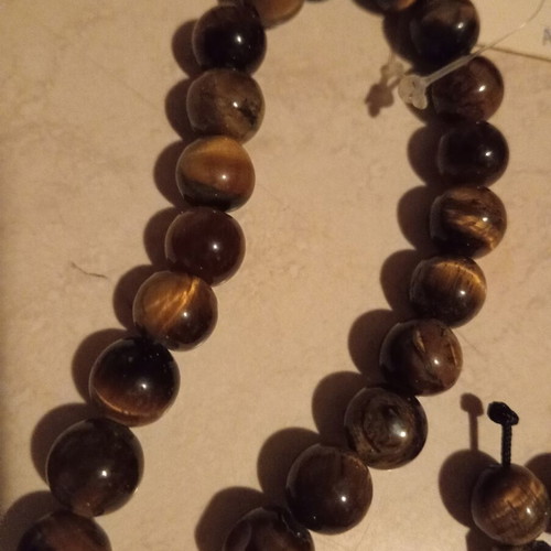 Handmade Komboloi with Tiger Eye and Silver, New